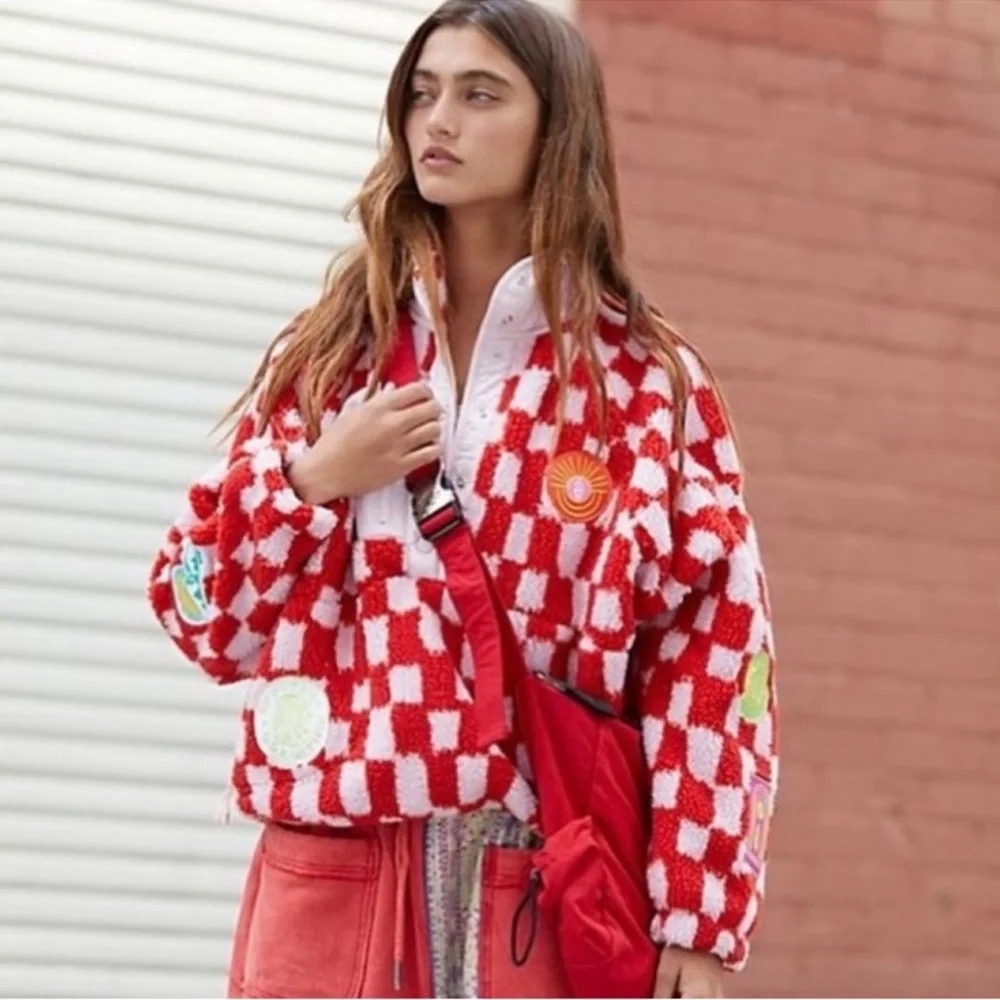 RARE Free People Movement | Hit The Slopes Checkered Fleece Pullover | Medium - Picture 11 of 13